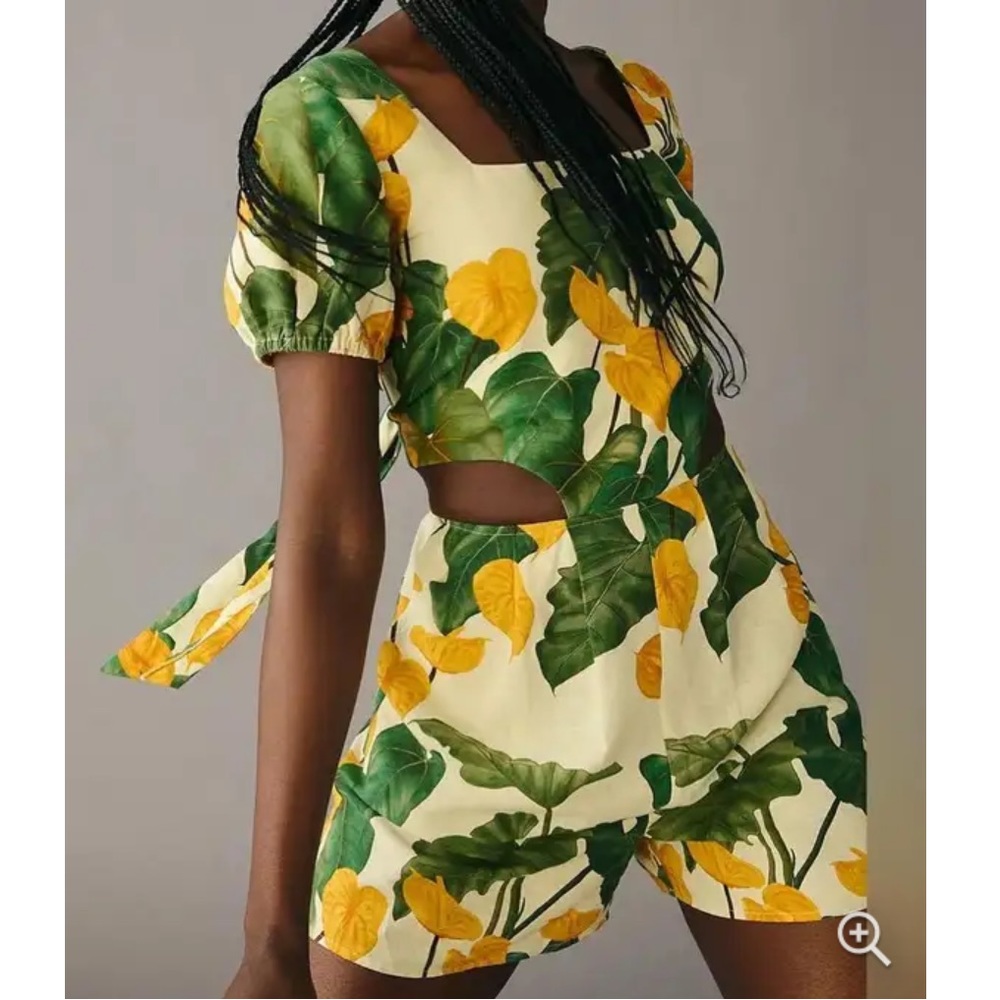 Farm Rio Cutout Tie-Back Romper - Size Medium - Picture 6 of 9